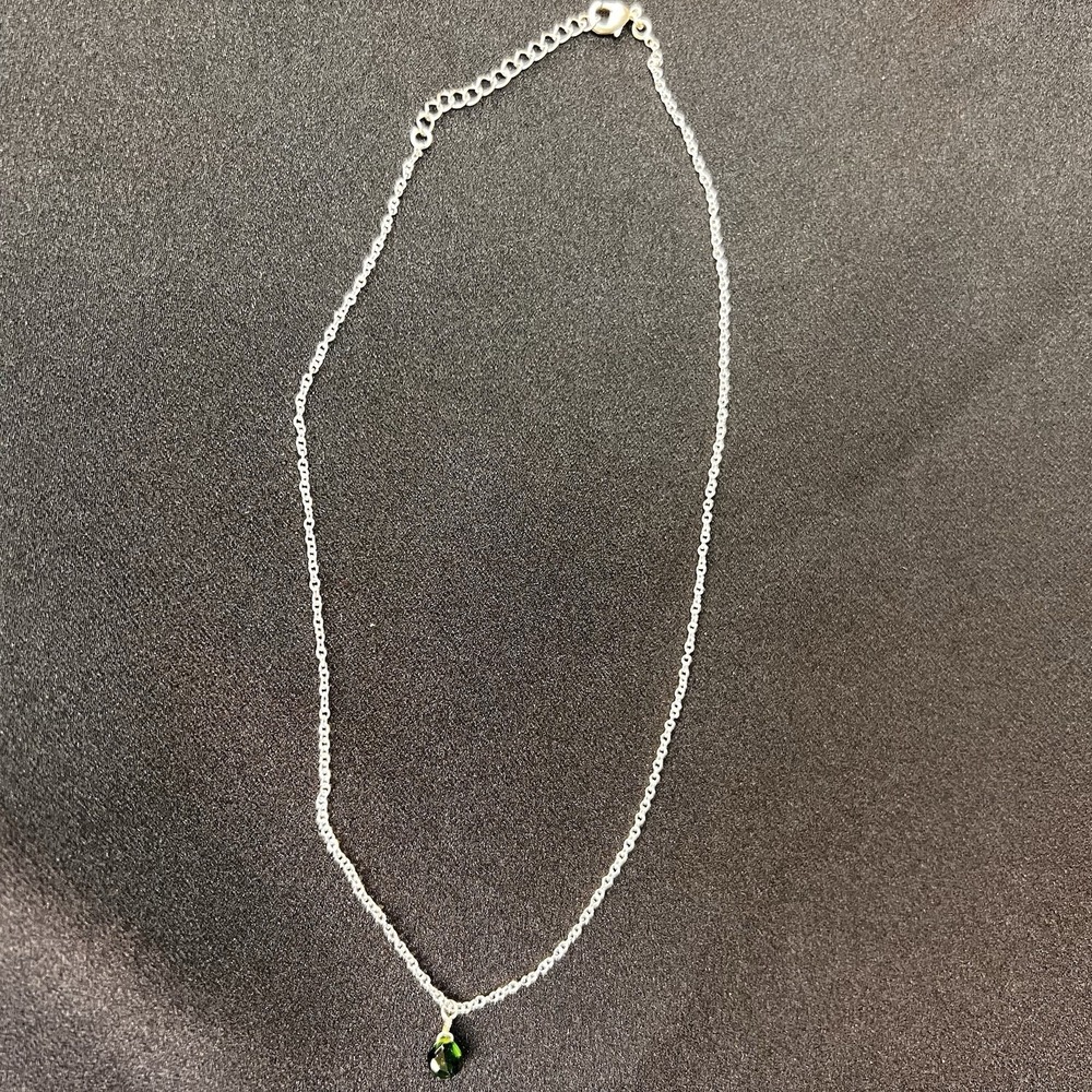 Manilata Necklace Women 18 Inch Green Natural Russian Chrome Diopside Pendant